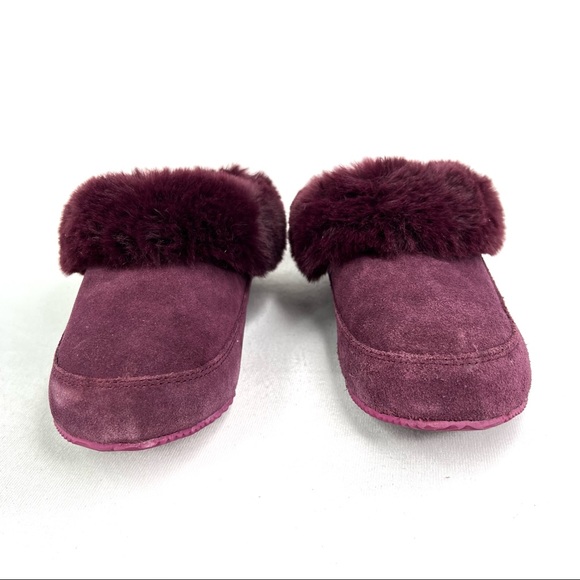 Sorel Go Coffee Run Slippers Slip On Red Suede Faux Fur Lined Rubber Sole 6 - Picture 3 of 8